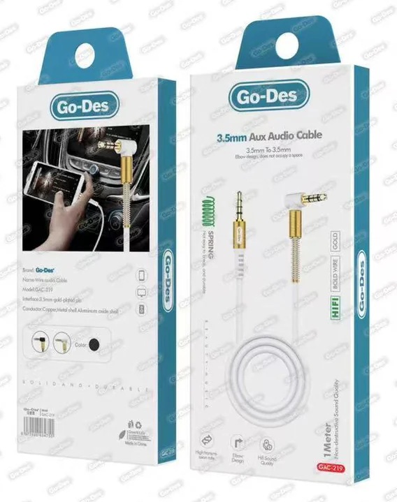 تصویر کابل صوتی Go-Des مدل GAC-219 برای اتصال گوشی‌های بدون جک هدفون